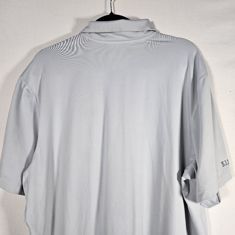 5.11 Tactical Men's XL Polo Short Sleeve Odyssey Chest Pocket Lt Grey Shirt Zip - Picture 7 of 11